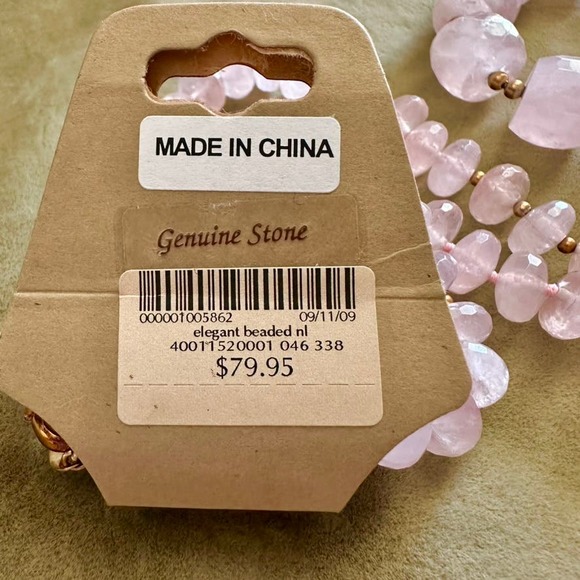 Coldwater Creek Elegant Pink Beaded Rose Quartz Necklace and Bracelet Set - Picture 6 of 7